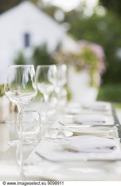 Place settings on patio table