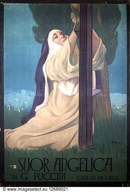 Plakat für die Oper Suor Angelica (Schwester Angelica) von Giacomo Puccini  1918.