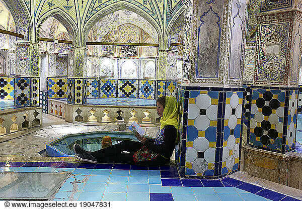 Plasterworks and paintings in Sultan Amir Ahmad Bathhouse also known as Bathhouse in Kashan Qasemi  Iran