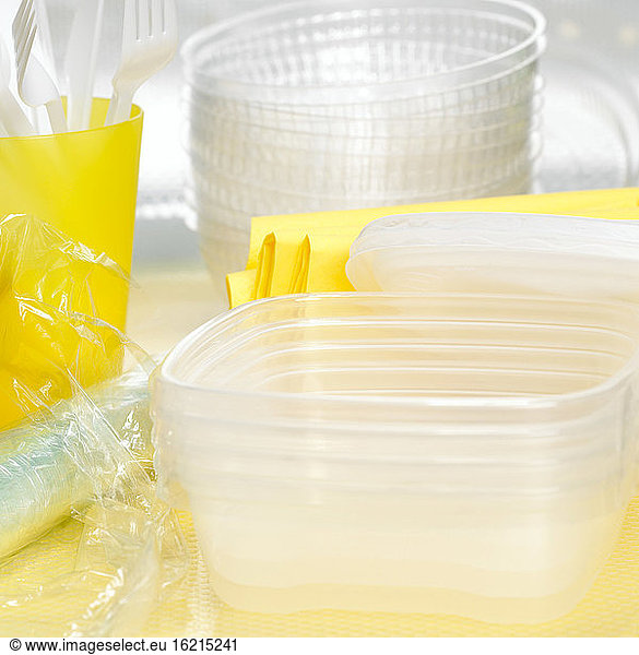 Plastic dishes  close-up