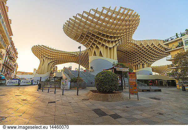 Plaza Mayor die untere Ebene des Metropol Parasol Plaza de la Encarnacion Sevilla Andalusien Spanien