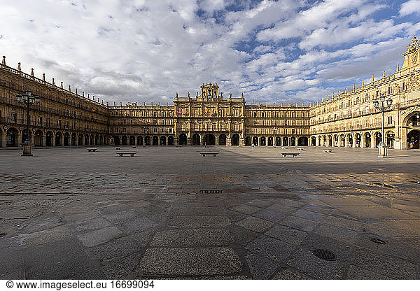 Plaza Mayor of Salamanca without people during the quarantine