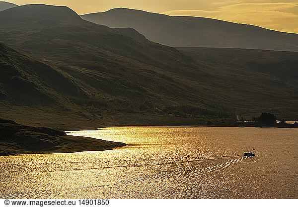 Pleasure boat on Dunlewy Lake; County Donegal  Ireland