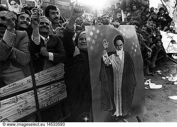 politics  demonstrations  followers of ayatollah Ruhollah Khomeini  Iran  circa 1979
