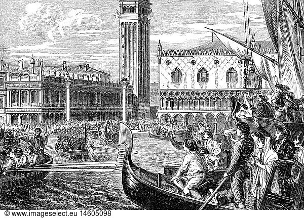 politics  Italy  entry Italian troops under Viceroy Eugene de Beauharnais in Venice  January 1806