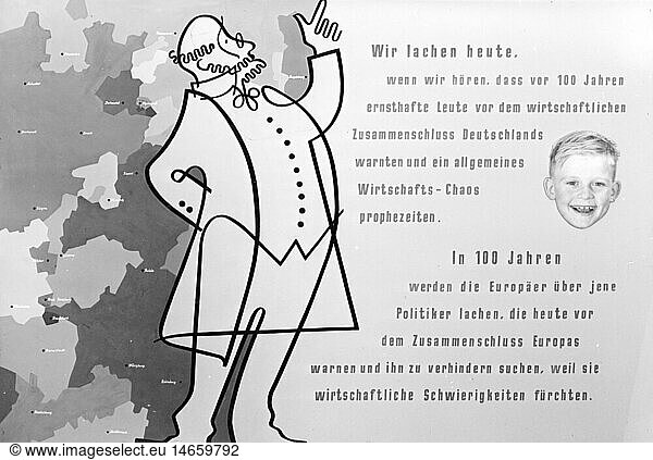 politics  propaganda  touring exhibition 'Europe is calling' of the Europa-Union Deutschland  poster  1950s