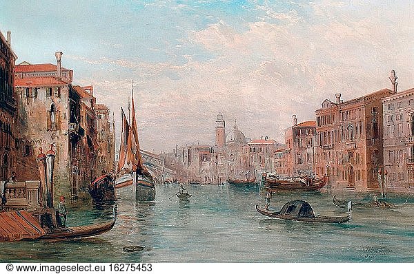Pollentine Alfred - der Canal Grande und die Rialto-Brücke in der Ferne - Britische Schule - 19. Jahrhundert.