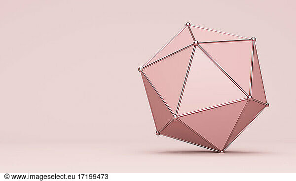 Polyhedron shape against pink background