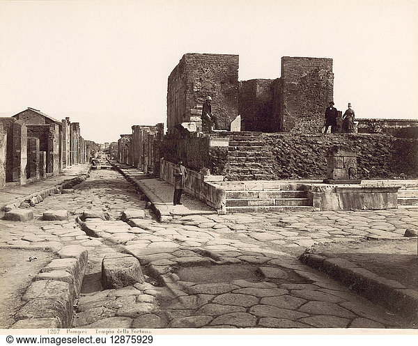 POMPEII: TEMPLE OF FORTUNE. Ruins of the temple of Fortune (Tempio della Fortuna) at Pompeii. Photographed  c1890.