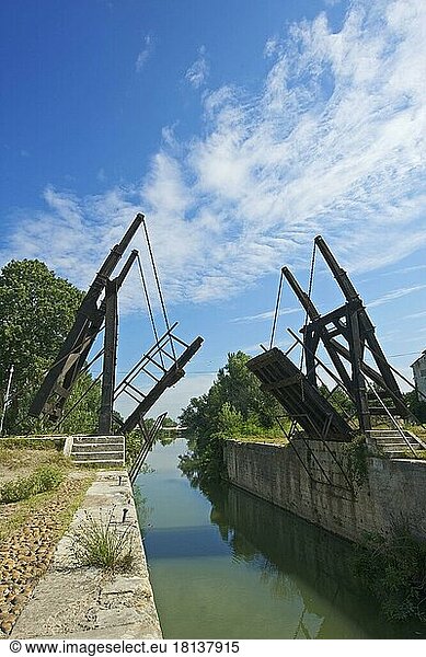 Pont van Gogh bei Arles  Zugbrücke über Rhone-Kanal  Bouches-du-Rhone  Provence  Frankreich  Europa