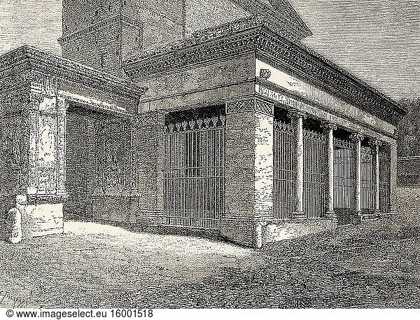 Porch of St George's church in Velabro  Arch of the Goldsmiths  Rome. Italy  Europe. Trip to Rome by Francis Wey 19Th Century.
