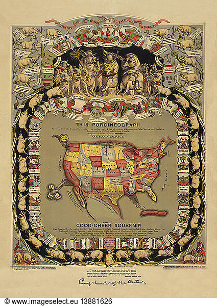Porcineograph  United States Map  1876
