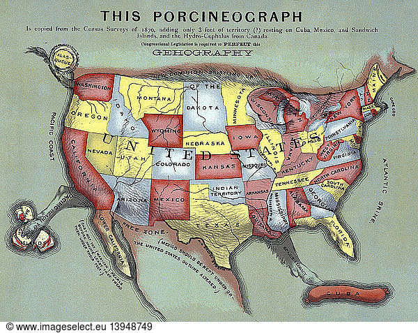 Porcineograph  United States Map  1876