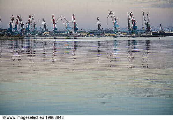 Port of Baku on the Caspian Sea near Baku Azerbaijan.