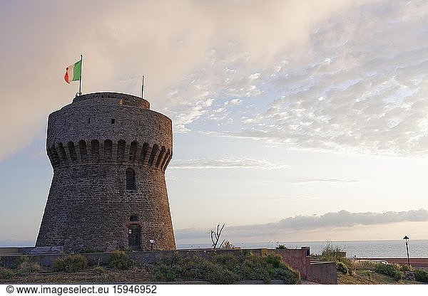 Port tower  Capraia island  Tuscan Archipelago National Park  Livorno  Tuscany  Italy  Europe