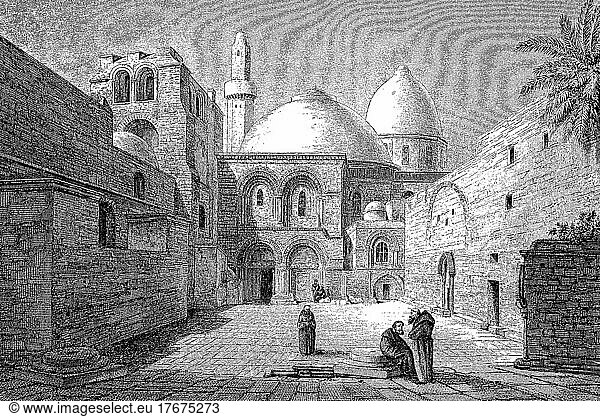 Portal der Grabkirche  Grabeskirche  zu Jerusalem  Israel  ca 1100  Historisch  digital restaurierte Reproduktion einer Vorlage aus dem 19. Jahrhundert  genaues Datum nicht bekannt  Asien