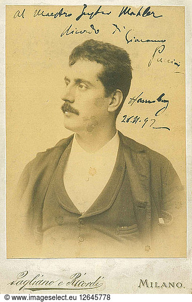 Porträt des Komponisten Giacomo Puccini (1858-1924)  um 1890.