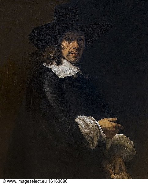 Porträt eines Gentleman mit hohem Hut und Handschuhen  Rembrandt  um 1656  National Gallery of Art  Washington DC  USA  Nordamerika.