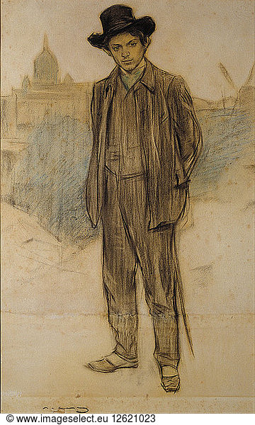 Porträt von Pablo Picasso. Künstler: Casas  Ramon (1866-1932)