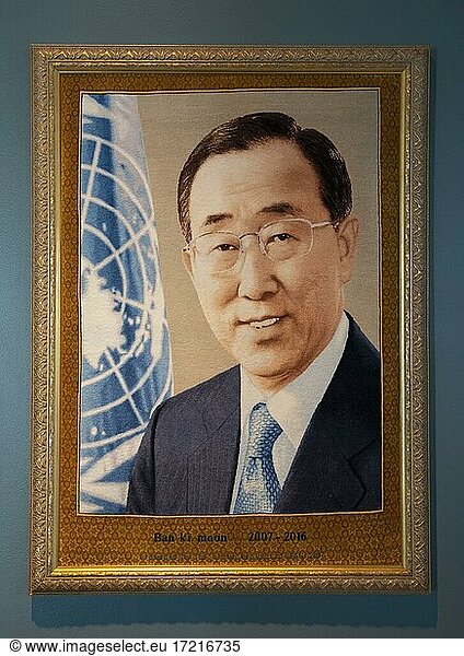 Portrait Ban Ki-moon  ehemaliger Generalsekretär der Vereinten Nationen  Hauptquartier der Vereinten Nationen  UNO-Hauptquartier  United Nations  New York City  New York State  USA  Nordamerika