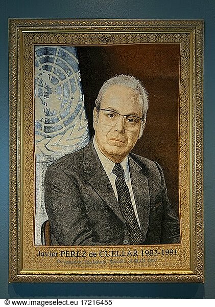 Portrait Boutros Boutros-Ghali  Ehemaliger Generalsekretär der Vereinten Nationen  Hauptquartier der Vereinten Nationen  UNO-Hauptquartier  United Nations  New York City  New York State  USA  North America