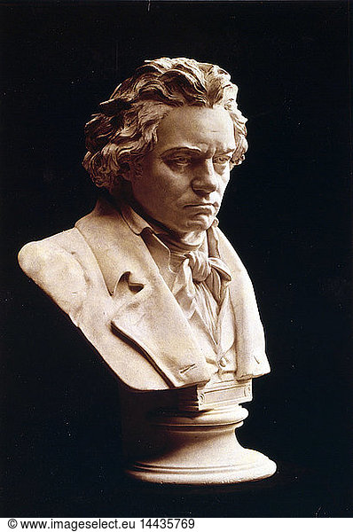 Portrait bust of Ludwig van Beethoven (1770-1827)  German composer and pianist. One of the most influential western composers whose music bridged the Classical and Romantic periods. Musician