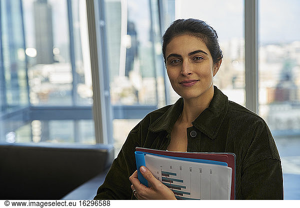 Portrait confident businesswoman in office