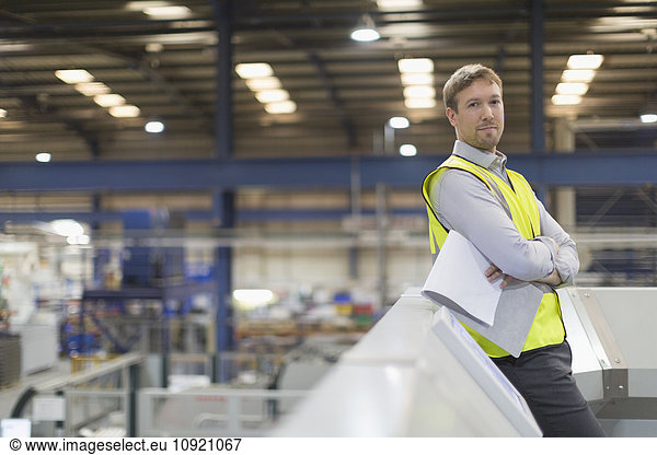 Portrait confident supervisor in steel factory