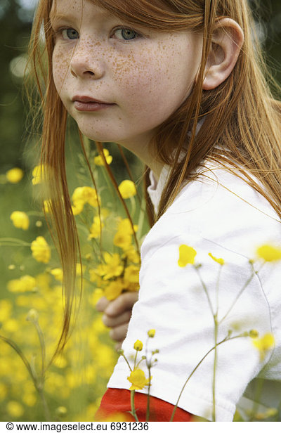 Portrait  Feld  Wildblume  Mädchen