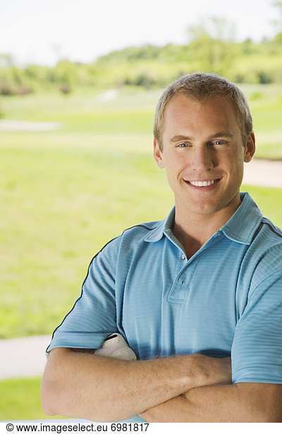 Portrait  Mann  Golfsport  Golf  Kurs