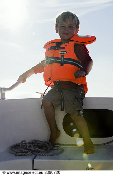 Portrait of a boy on a boat  Sweden.