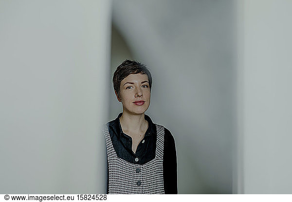 Portrait of a confident short-haired woman