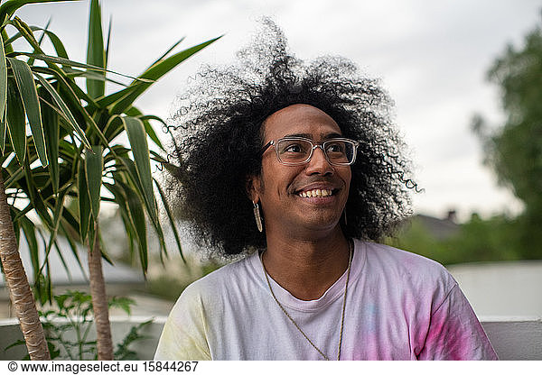 Portrait of a gorgeous man with afro hair