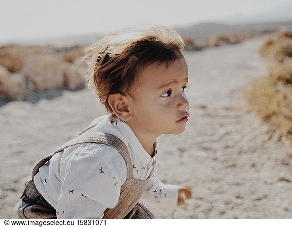 Portrait of a kid in the desert