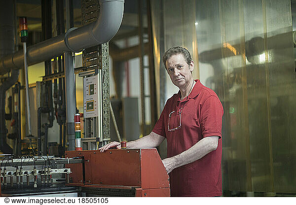 Portrait of a male engineer working in industry  Hanover  Lower Saxony  Germany