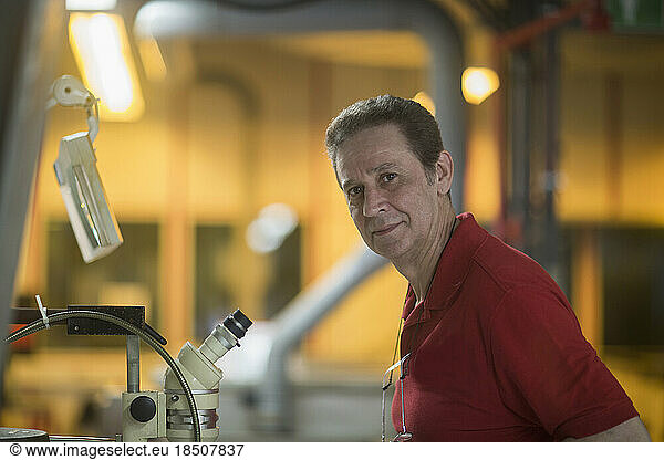 Portrait of a male engineer working in industry  Hanover  Lower Saxony  Germany