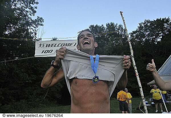 Portrait of a man at the Vermont 100.
