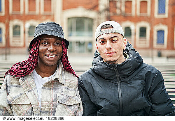 Portrait of a multiethnic couple on the street
