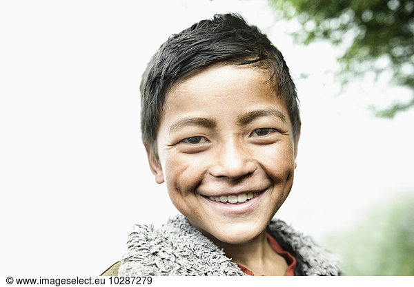 Portrait of a teenage boy smiling  Nepal