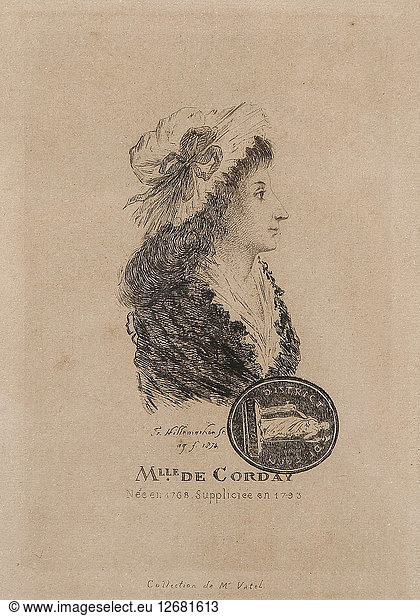 Portrait of Charlotte Corday (1768-1793). Portrait of Charlotte Corday ...