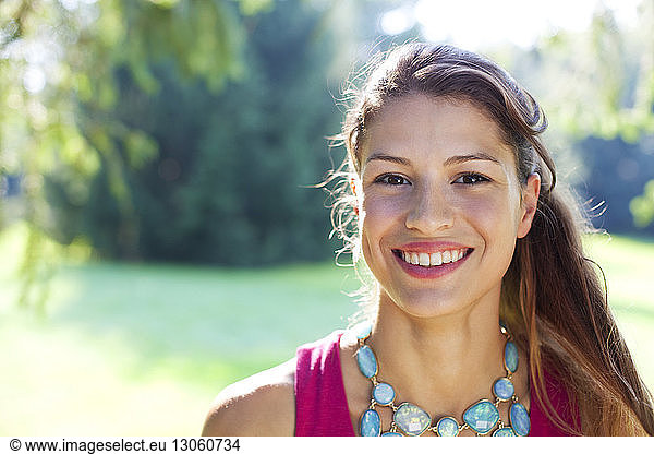 Portrait of cheerful young woman