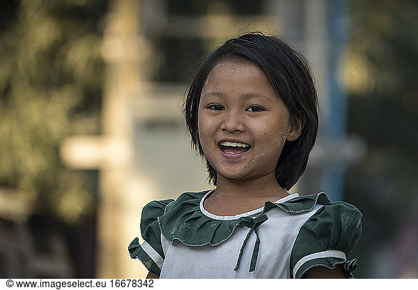 Portrait of cute smiling Burmese girl  Mandalay  Myanmar