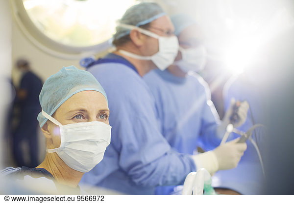 Portrait of female anesthesiologist in operating theater