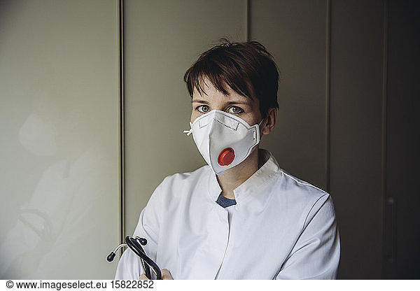 Portrait of female doctor  wearing protective mask