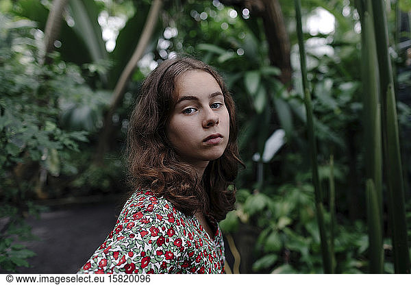 Portrait of female teenager in Botanical Garden