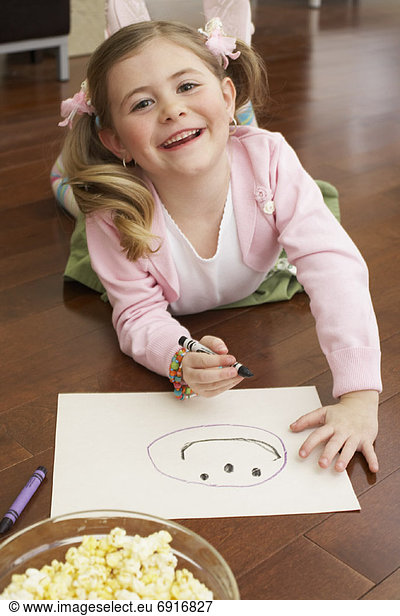 Portrait of Girl Drawing