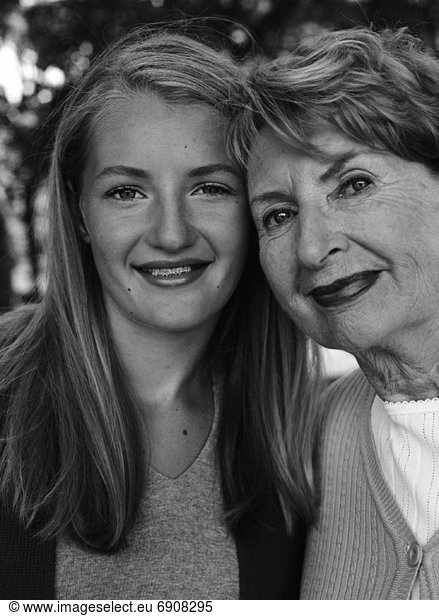 Portrait of Grandmother and Granddaughter Outdoors