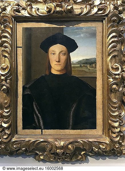 Portrait of Guidubaldo da Montefeltro  1472 - 1508. Oil on wood panel. The Uffizi Gallery is a prominent art museum located adjacent to the Piazza della Signoria in the Historic Centre of Florence in the region of Tuscany  Italy. Photo: Andr? Maslennikov.