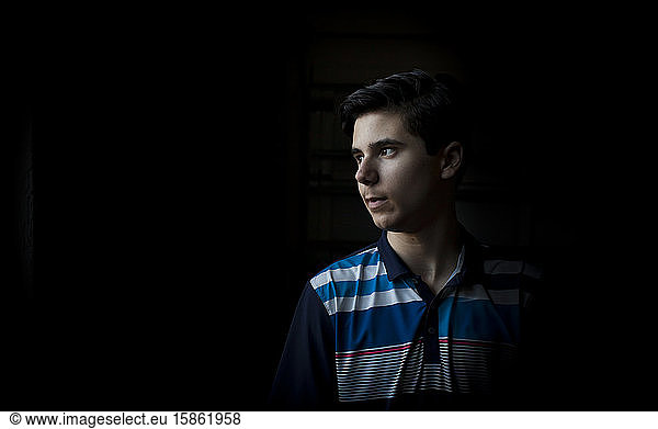 Portrait of Teen Boy Looking to Side
