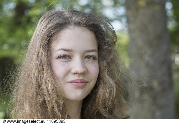 Portrait of teenage girl smiling  Freiburg im Breisgau  Baden-Württemberg  Germany